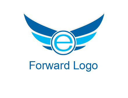 letter e inside the circle with wings logo
