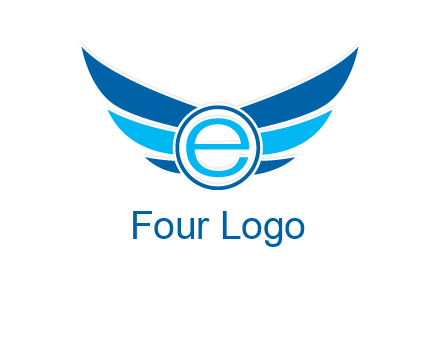 letter e inside the circle with wings logo