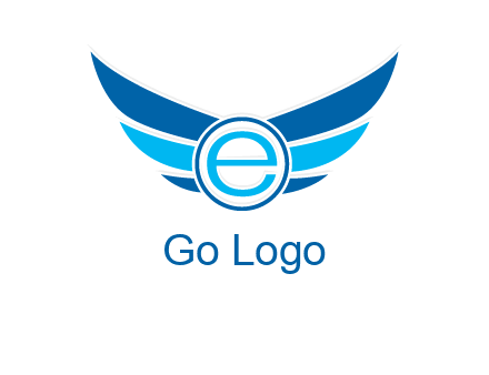 letter e inside the circle with wings logo