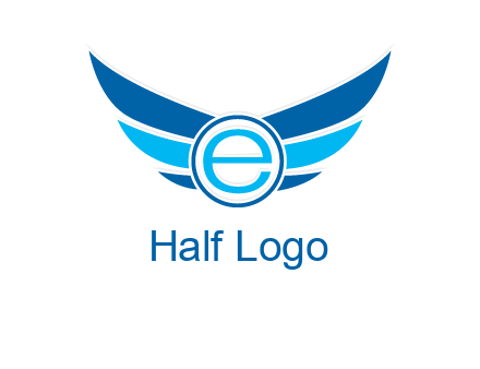 letter e inside the circle with wings logo