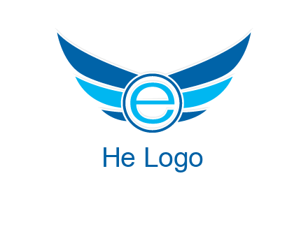 letter e inside the circle with wings logo