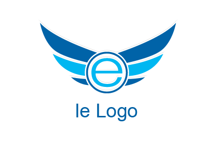 letter e inside the circle with wings logo