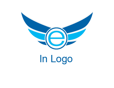 letter e inside the circle with wings logo
