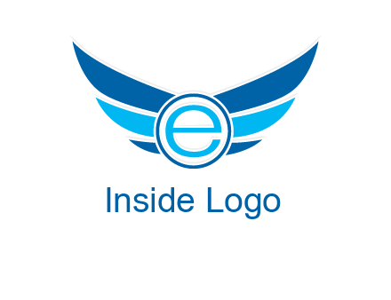 letter e inside the circle with wings logo