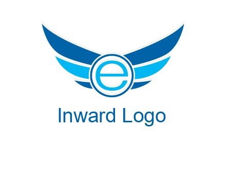letter e inside the circle with wings logo