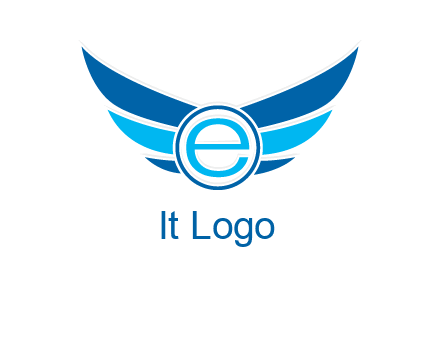 letter e inside the circle with wings logo