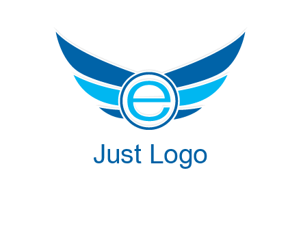 letter e inside the circle with wings logo