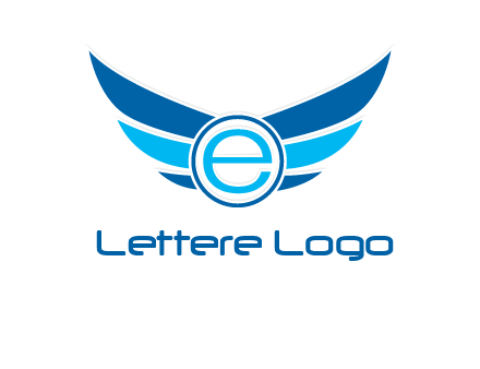 letter e inside the circle with wings logo