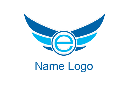 letter e inside the circle with wings logo