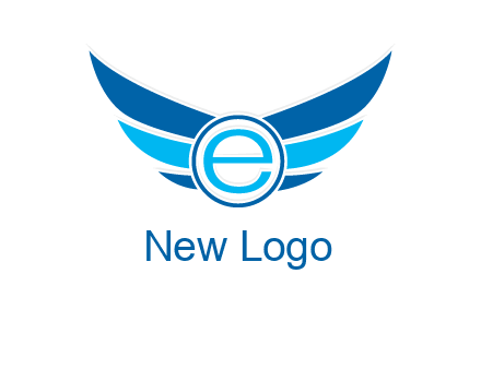 letter e inside the circle with wings logo