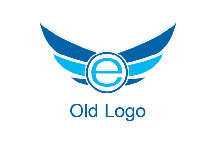 letter e inside the circle with wings logo