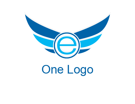 letter e inside the circle with wings logo