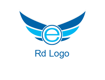 letter e inside the circle with wings logo