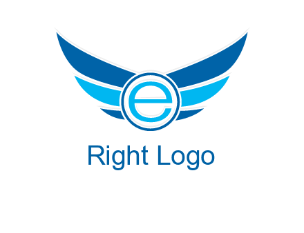 letter e inside the circle with wings logo