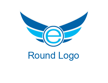 letter e inside the circle with wings logo