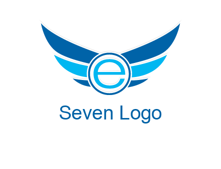 letter e inside the circle with wings logo