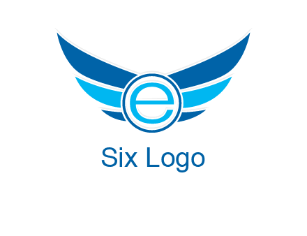 letter e inside the circle with wings logo
