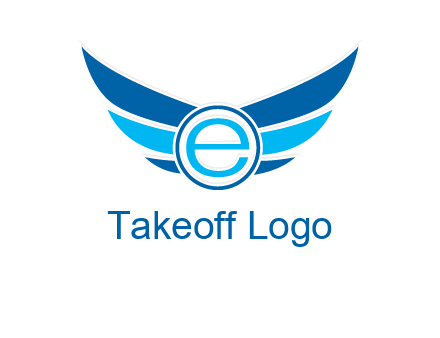 letter e inside the circle with wings logo