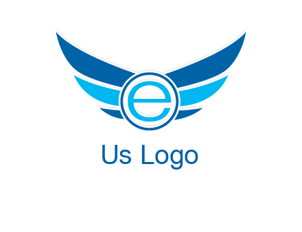 letter e inside the circle with wings logo