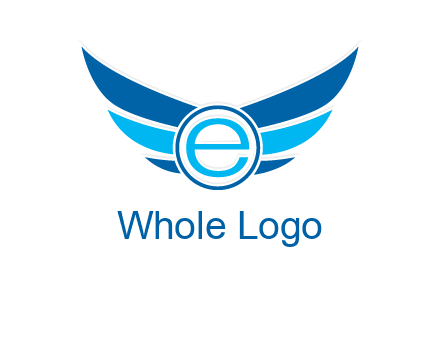 letter e inside the circle with wings logo