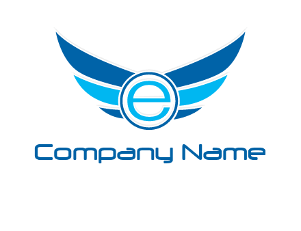 letter e inside the circle with wings logo