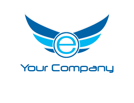 letter e inside the circle with wings logo