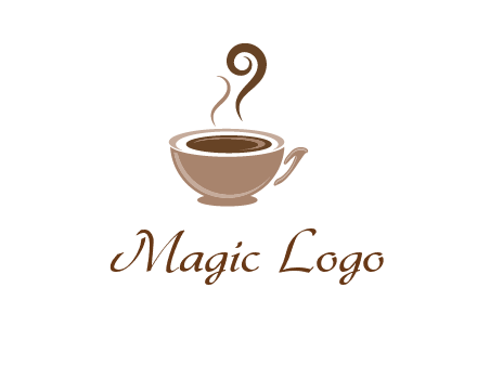 fancy coffee cup with steam beverage logo