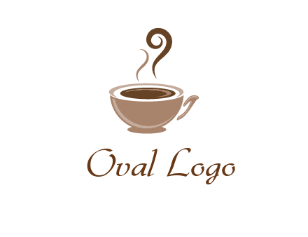 fancy coffee cup with steam beverage logo