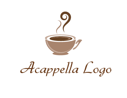 fancy coffee cup with steam beverage logo