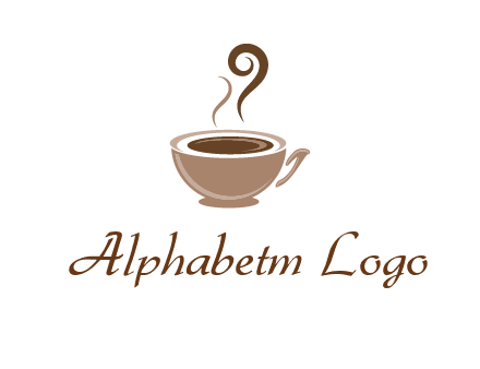 fancy coffee cup with steam beverage logo