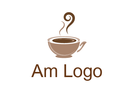 fancy coffee cup with steam beverage logo