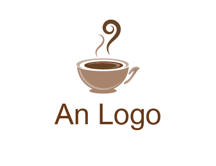 fancy coffee cup with steam beverage logo