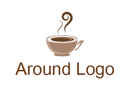 fancy coffee cup with steam beverage logo