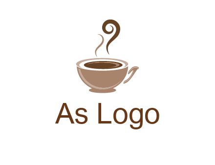 fancy coffee cup with steam beverage logo
