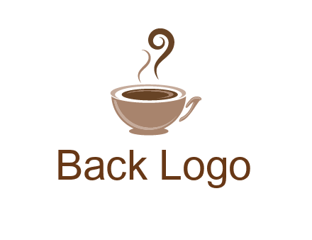fancy coffee cup with steam beverage logo