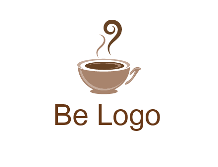 fancy coffee cup with steam beverage logo