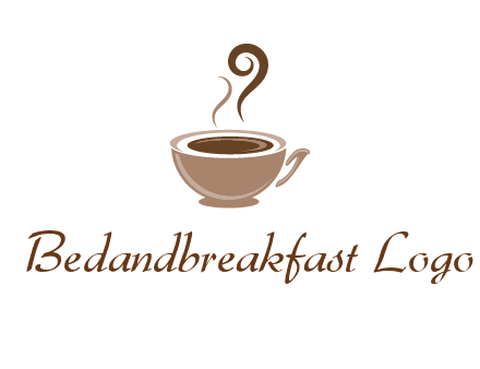 fancy coffee cup with steam beverage logo