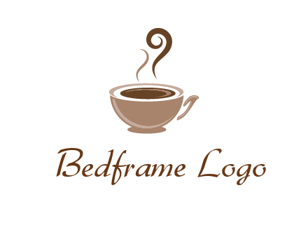 fancy coffee cup with steam beverage logo
