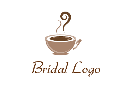 fancy coffee cup with steam beverage logo