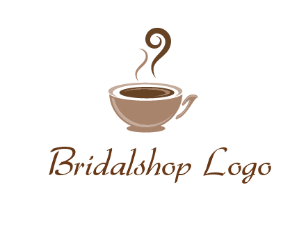 fancy coffee cup with steam beverage logo