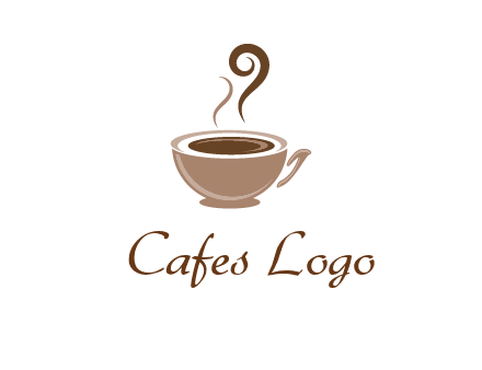 fancy coffee cup with steam beverage logo