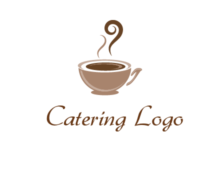 fancy coffee cup with steam beverage logo