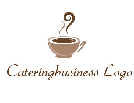 fancy coffee cup with steam beverage logo