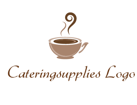fancy coffee cup with steam beverage logo