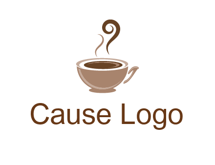 fancy coffee cup with steam beverage logo
