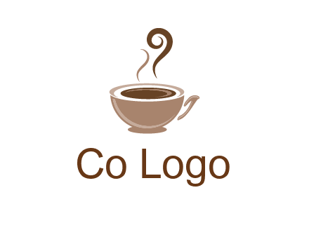 fancy coffee cup with steam beverage logo