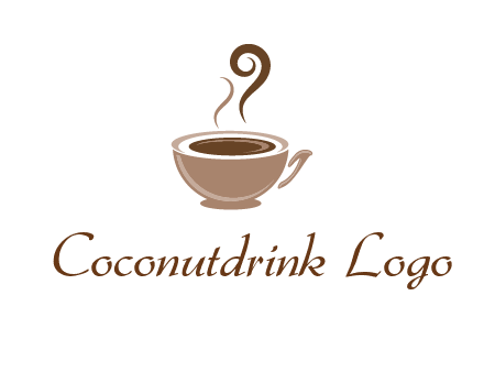 fancy coffee cup with steam beverage logo