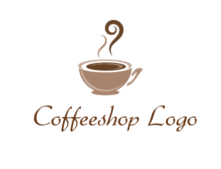 fancy coffee cup with steam beverage logo