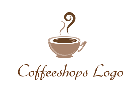 fancy coffee cup with steam beverage logo
