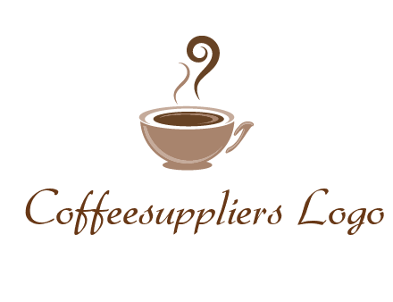 fancy coffee cup with steam beverage logo